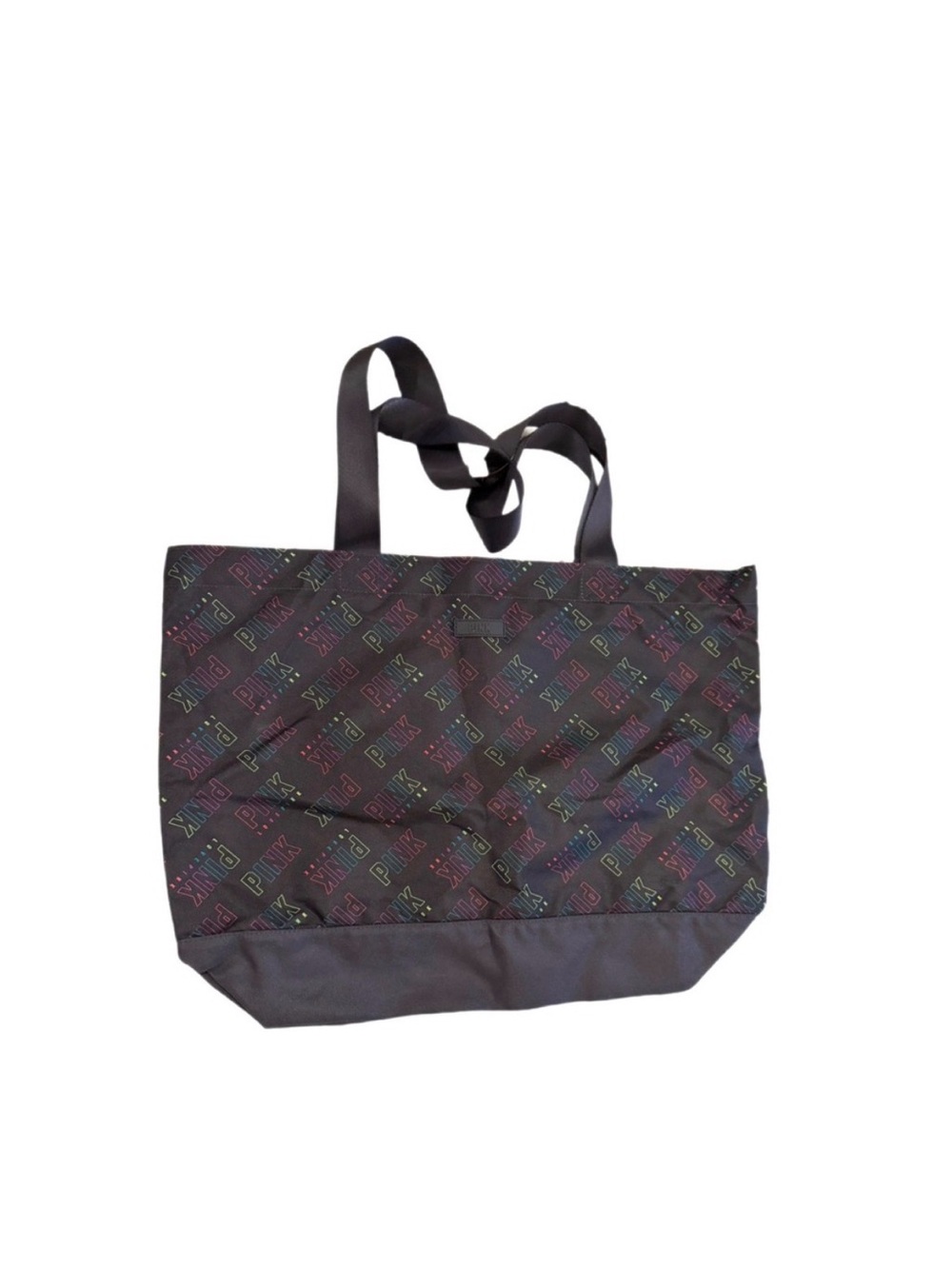 PINK Victoria's Secret Black Tote with Multicolor Logo Print